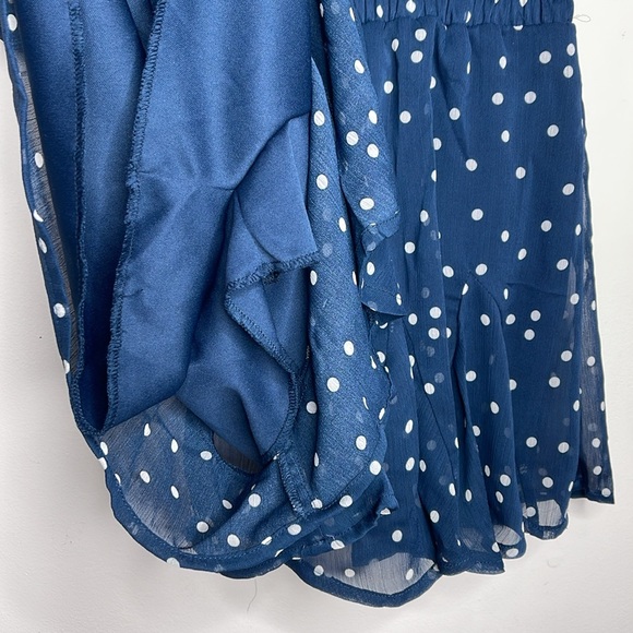 Francesca’s Collections Romper Small Blue Madelyn Polka Dot V Neck - Picture 7 of 9